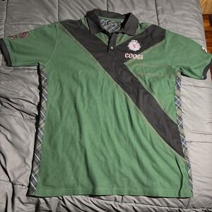 Coogi Polo Shirt Green Embroidered Logo Size XXL 100% Cotton Y2K 2000s‎ Vintage